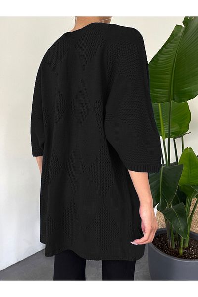 Modamorfo Square Patterned Bat Sleeve Cardigan