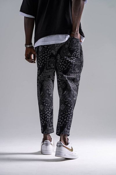 Superbluemexico Men's Patterned Straight Leg Trousers