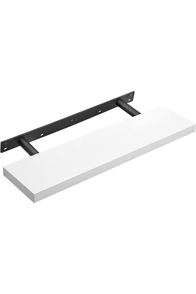 Mahmayi Vasagle White Lws28wt Floating Wall Shelf Mdf For Photos, Decorations, Living Room, Kitchen