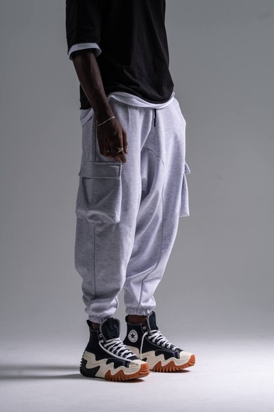 Superbluemexico بنطلون شالوار للرجال مع جيوب للشحن