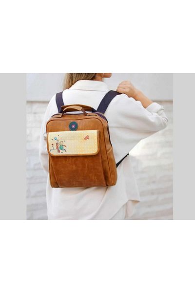 HOODİEMOUSE Little Prince Pattern Unisex Bag Both Back and Cross and Hand Ethnic Bohemian Style Tan