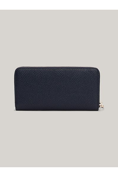 Tommy Hilfiger Navy Blue Rectangular Women's Zippered Wallet with Brand Logo - AW0AW15181-DW6