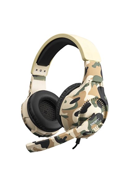 Snopy Sn-8800 Gametıme Kamuflaj Renkli Oyuncu Mikrofonlu Kulaklık