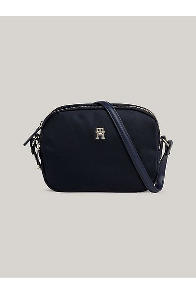 Tommy Hilfiger Női logós bőr napi használatú sötétkék válltáska kártyarekesszel AW0AW15638-DW6