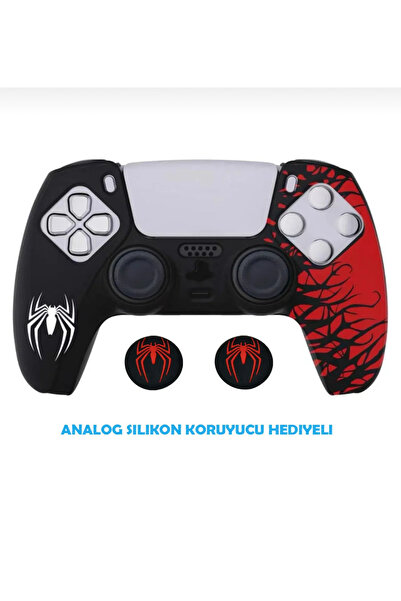 CRK TECH Ps5 Dualsense Spider-man Koruyucu Silikon Kilif + Analog Slikon Koruyucu