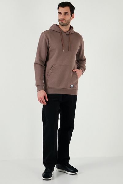 Buratti Slim Fit с качулка и джоб тип кенгуру Мека оребрена мъжка потница 5905281