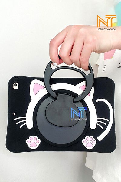 Nezih Case Apple iPad 10Th Generation 10.9” 2022 / 11Th Generation 11” 2025 Compatible Cat Themed Silicone Case with Stand and Strap