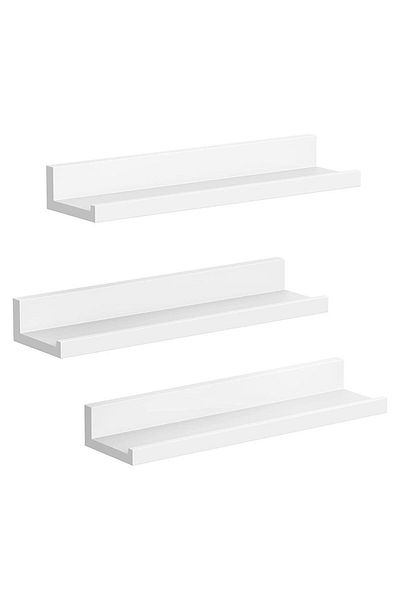 Mahmayi Songmics White Lws38wt 3-piece Wall Shelves For Living Room, Drawing Room (10X38X5CM)