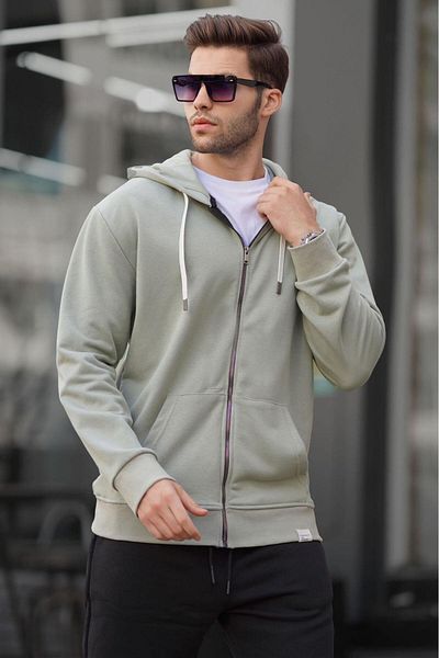 Madmext Mintgrünes Kapuzensweatshirt mit Reißverschluss 6161
