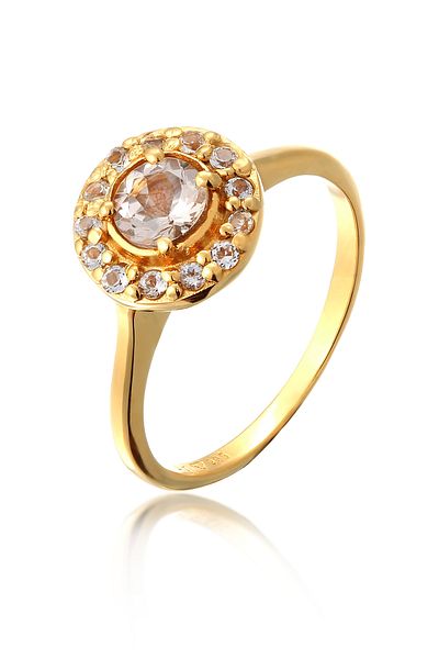 ELLI Ring Premium Engagement Ring Women Morganite Peach Topaze 925 Sterling Silver Gold-plated Weddi