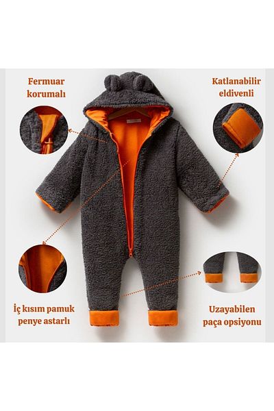 Kuarks Welsoft Kids Baby Coat - Combed Cotton, Gloves and Lining, Cosmonaut Overalls
