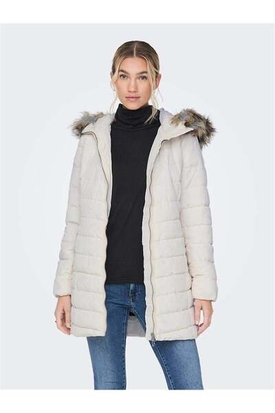 ONLY 15183994   Onlnewellan - Quilted Hooded Fur Coat Cc Otw