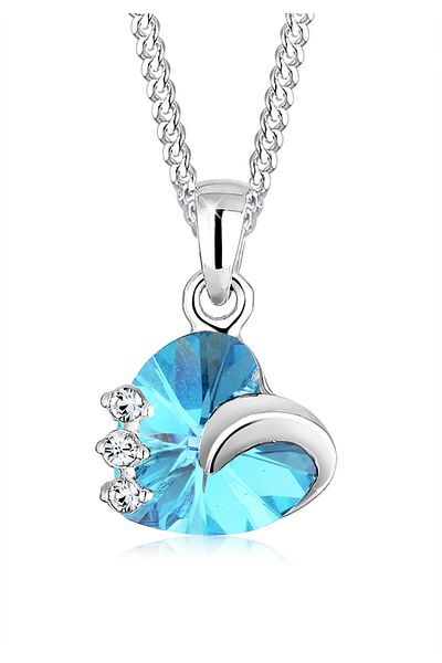 ELLI Halskette Damen mit Anhänger Herz und Kristallen in 925 Sterling Silber 45 cm lang