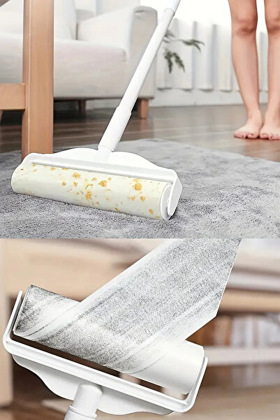 BYENS Tüy Toplayıcı Rulo ve Kedi Köpek Tüyü Toplayıcı Kıyafet Toz Toplama Rulosu Yapışkanlı ve Saplı XL