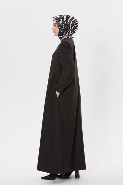 Setrms KAHVERENGİ Taş Detaylı Büyük Beden Kaşe Pardösü 2512050