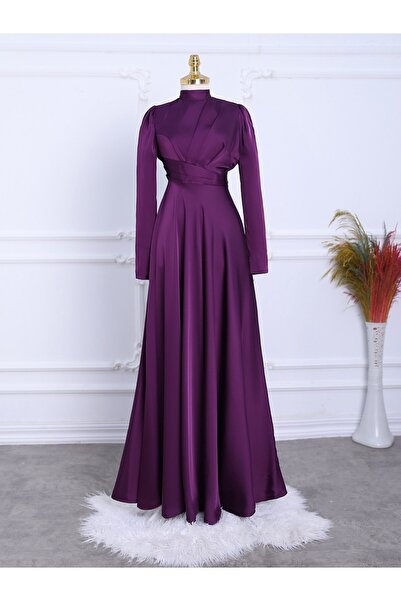 Modamorfo فستان سهرة من الساتان بكسرات أمامية