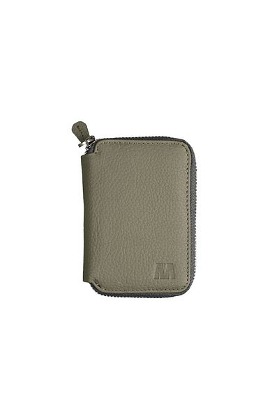 Deriza Lotus 1616 Γνήσιο Δερμάτινο Unisex Πορτοφόλι με φερμουάρ Flother Khaki