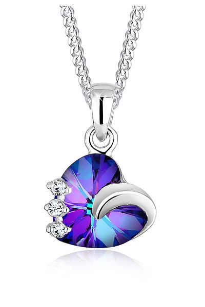 ELLI Halskette Damen mit Anhänger Herz und Kristallen in 925 Sterling Silber 45 cm lang