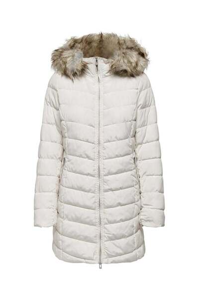 ONLY 15183994   Onlnewellan - Quilted Hooded Fur Coat Cc Otw