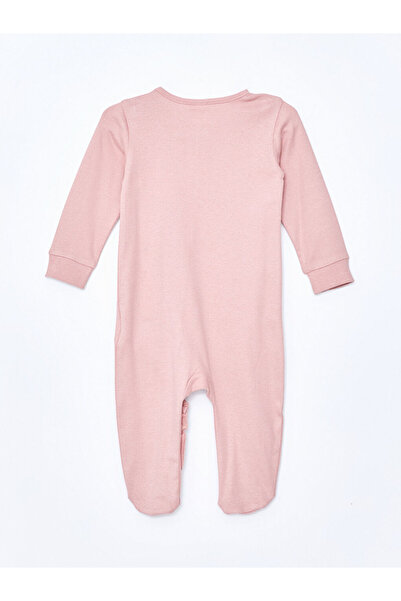 LC Waikiki Ecru Crew Neck Printed Baby Girl Jumpsuit 2-Piece