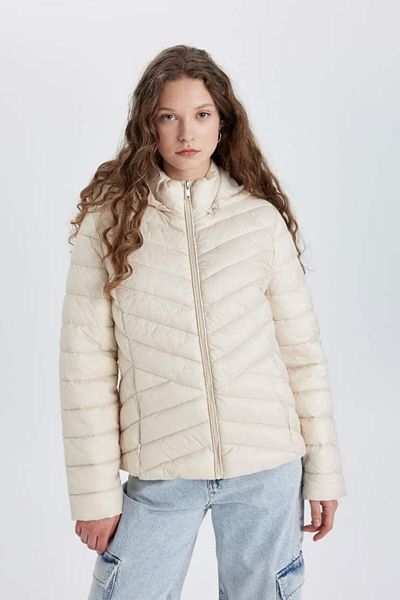 DeFacto Winddichte Pufferjacke mit Kapuze – wasserabweisend, normale Passform, gesteppt, 25 Karat 801005793