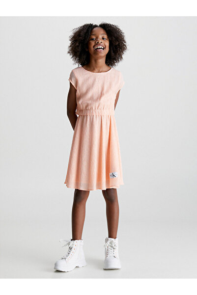 Calvin Klein CRINKLE SS FIT FLARE DRESS