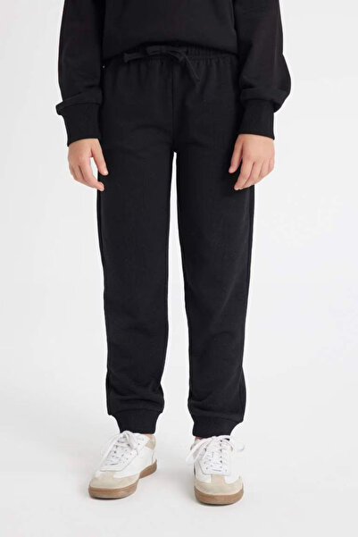 DeFacto Kız Çocuk Siyah Standart Fit Beli Paçası Lastikli Basic Düz Okul Jogger Eşofman Altı Y1226a624au