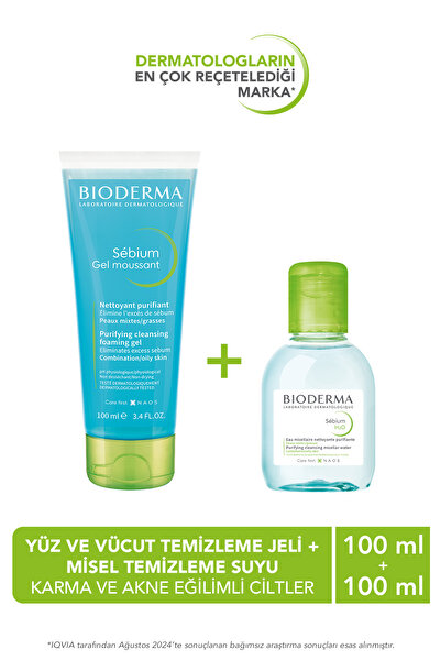 Bioderma Sebium Eğilimli Ciltler İçin Temizleyici Misel Su 100ml & Yüz Temizl...