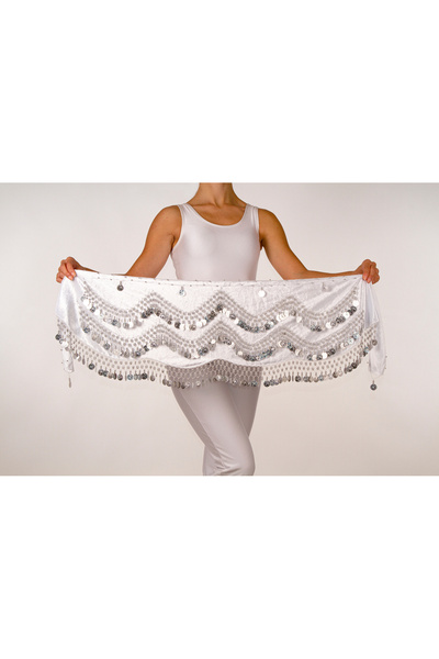 Armelit Şakira Kemeri Kına Roman Beyaz Dalgalı Silver Oryantal Kemer