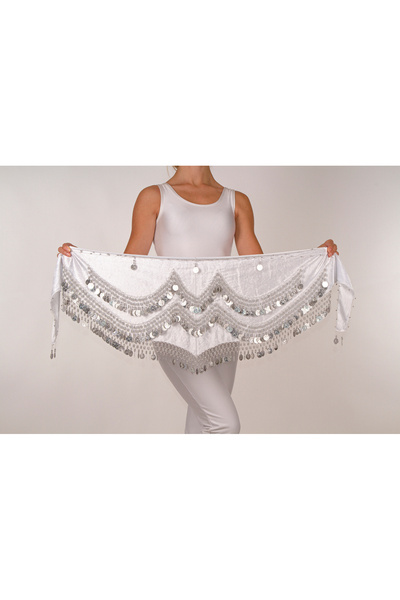 Armelit Şakira Kemeri Kına Roman Üçgen Beyaz Silver Oryantal Kemer