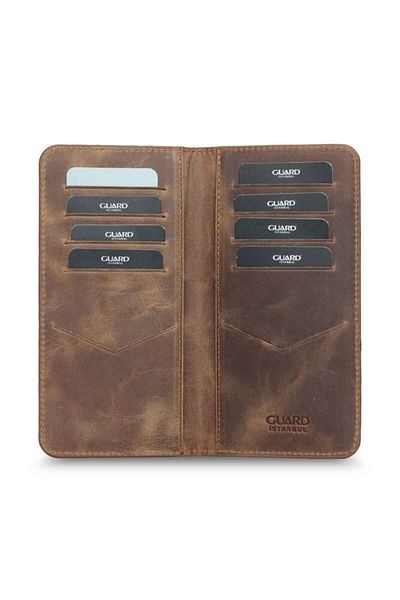 GUARD Portofoliu de mână din piele naturală, bronz antic, cu port de telefon - P3028