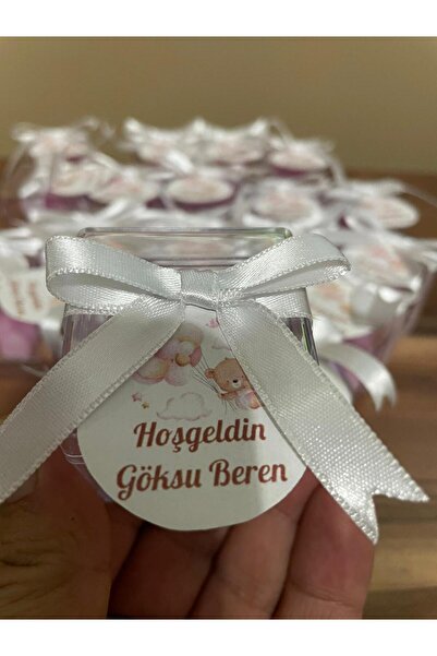 Glintist 10 Adet Kurdele Model Pembe Ayıcık Mum Bebek Doğum, Doğum Günü, Baby...