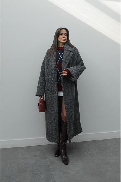Havoş Anthracite Lasa Boucle Coat