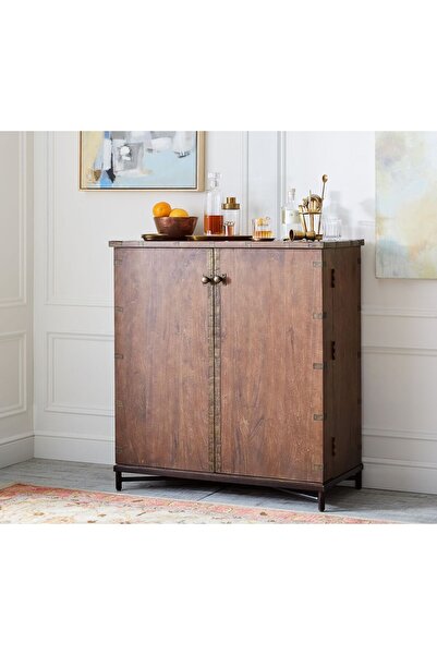 ŞafakMobilya Ahşap vintage model masif bar dolabı