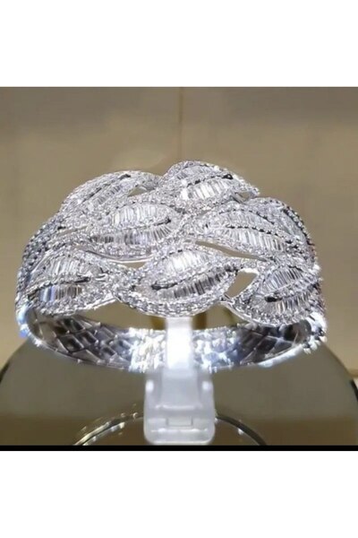 Shiklik MODA خاتم نسائي أنيق من الحجر الفضي اللون - تألق ببريق أنيق