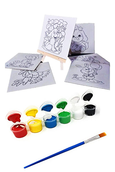 quilling Şövaleli 6lı Tuval Boyama Seti, 6 Farklı Resimli Baskılı Tuval ve 6 ...
