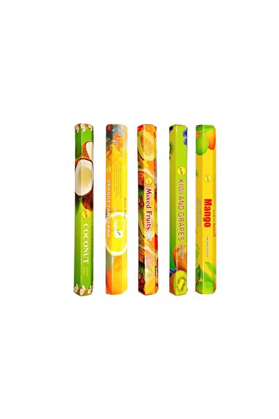 sree vani Egzotik Meyveler Seti 100 Adet Tütsü 5 li Set Mango-Kiwi Grapes-Por...