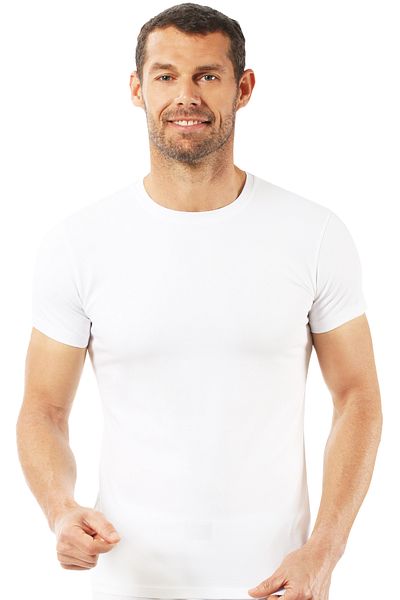 ÖZKAN underwear Özkan 0265 Ανδρικό μπλουζάκι από βαμβακερό κλειστό λαιμό και μισό μανίκι