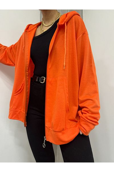 Modamorfo Kapuzenpullover mit Kängurutasche und Reißverschluss