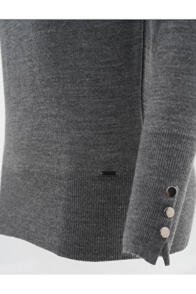 Kayra Sıfır Yaka Triko Bluz Antrasit