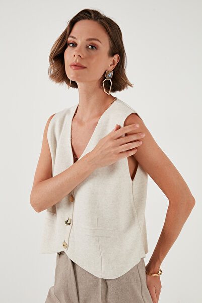 Lela Стандартний фіт V-подібний комір на ґудзиках Трикотажний жилет Жилет 4616177