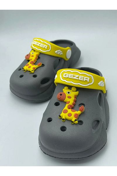 GEZER Пантофки за момче - Zurafa Grey Yellow, неплъзгаща се подметка
