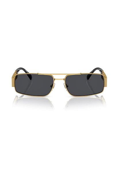 Versace And 2257100287 60 Men's Gold Metal Rectangular Sunglasses
