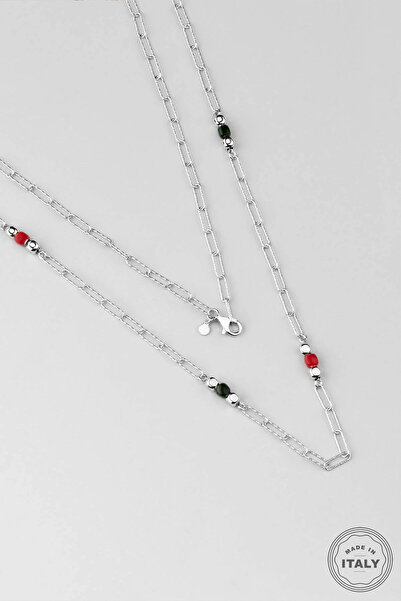 So CHIC... İtalyan 18 Ayar Beyaz Altın Kaplama 80 Cm Gümüş Zincir Kolye