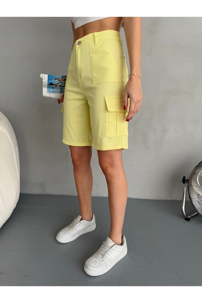 alanora High Waist LYcra Women's Bermuda Shorts - with Cargo Pocket