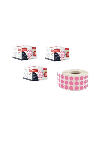 Tanex Autocolant cu puncte roz - 10 mm, 5000 bucăți, trei cutii
