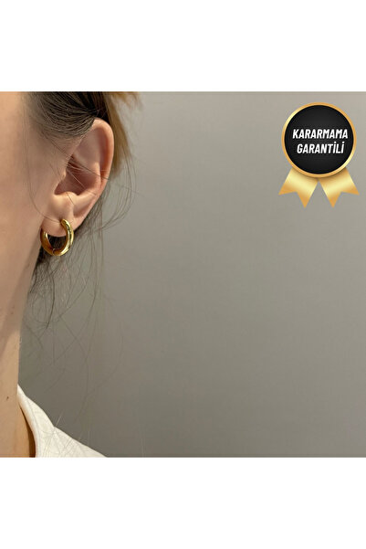 nerora İnce Küçük Çelik Gold Düz Halka Küpe