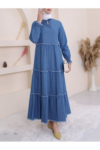 Modamorfo Dreiteiliges Kleid aus gewaschenem Denim