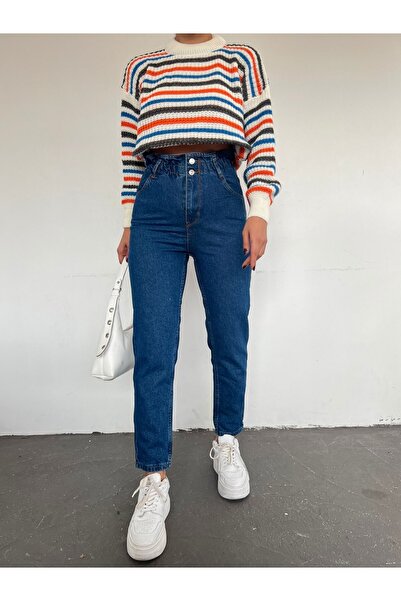 Modamorfo Blugi cu talie înaltă cu talie elastică