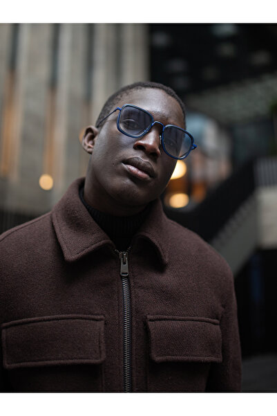 Angel Eyes نظارة شمسية نسائية تصميم مربع إطار معدني أزرق زجاجي